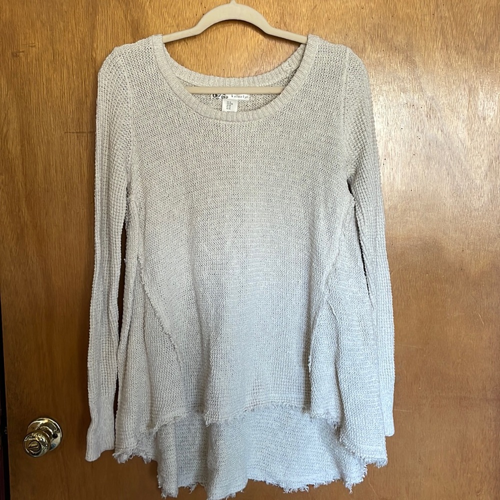 Beach hi-lo sweater with fun detail on the sides